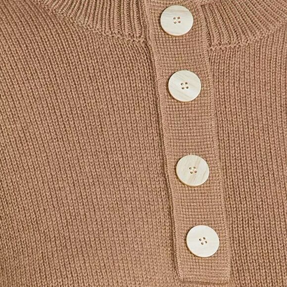 Theory Button Up Cashmere Camel Beige Canvas Pullover S - Picture 5 of 8